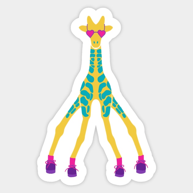 Y2K Giraffe in Sunglasses Sticker by Alissa Carin